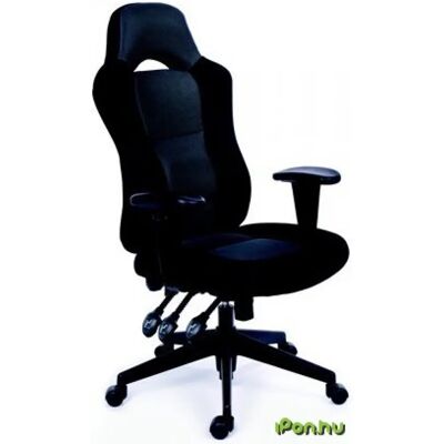 MAYAH Főnöki szék hintamechanikával fekete/szürke gyöngyszövet-borítás fekete lábkereszt Racer MAYAH Főnöki szék hintamechanikával fekete/szürke gyöngyszövet-borítás fekete lábkereszt Racer