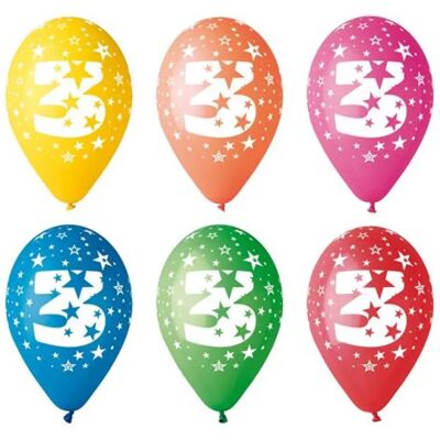 PARTY Léggömb 26 cm számos 3 PARTY Léggömb 26 cm számos 3