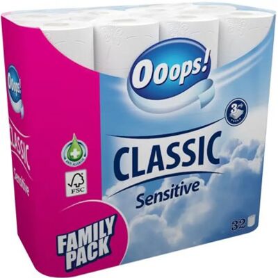 OEM Ooops! Sensitive Toalettpapír 3 rétegű 32 tekercses OEM Ooops! Sensitive Toalettpapír 3 rétegű 32 tekercses