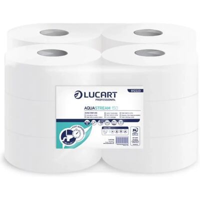 LUCART Aquastream 150 Toalettpapír 2 rétegű nagytekercses 150 m 19 cm átmérő fehér LUCART Aquastream 150 Toalettpapír 2 rétegű nagytekercses 150 m 19 cm átmérő fehér
