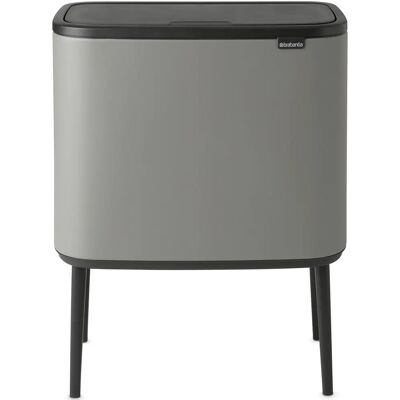 BRABANTIA Bo Touch Bin nyomófedeles szelektív hulladékgyűjtő magasított lábakon álló műanyag tartály 11+23L - X+J méret acél betonszürke ásványi textúra - 127243 BRABANTIA Bo Touch Bin nyomófedeles szelektív hulladékgyűjtő magasított lábakon álló műanyag tartály 11+23L - X+J méret acél betonszürke ásványi textúra - 127243