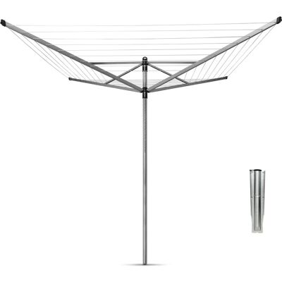 BRABANTIA Rotary Dryer Lift-O-Matic kerti ruhaszárító 60m. UV-álló. forgatható. D=45mm. állítható magasság. rögzítése földbe szúrható fém konzollal. metál szürke - 311000 BRABANTIA Rotary Dryer Lift-O-Matic kerti ruhaszárító 60m. UV-álló. forgatható. D=45mm. állítható magasság. rögzítése földbe szúrható fém konzollal. metál szürke - 311000
