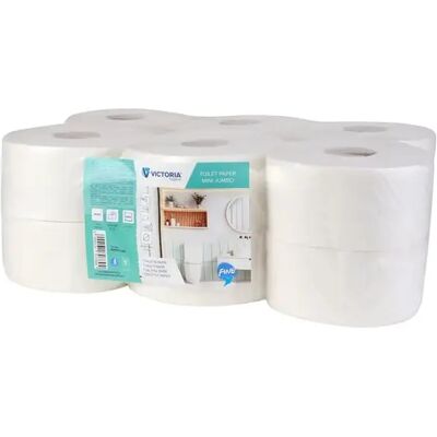 VICTORIA HYGIENE Fine Mini Jumbo Toalettpapír 2 rétegű 19 cm átmérő fehér VICTORIA HYGIENE Fine Mini Jumbo Toalettpapír 2 rétegű 19 cm átmérő fehér