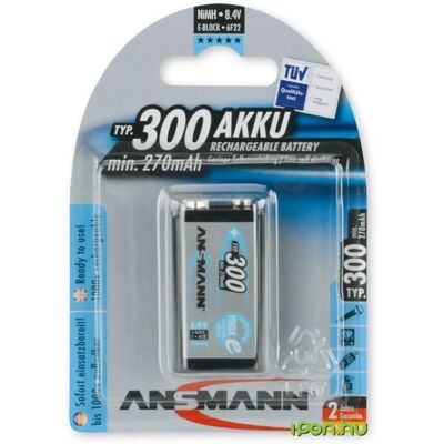 ANSMANN 9V akku (E) 300 mAh 1db ANSMANN 9V akku (E) 300 mAh 1db