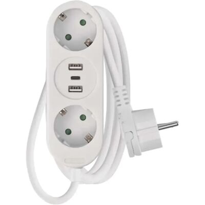 EMOS P0221U Elosztó 2 aljzat 2x USB-A 1x USB-C 1.5m fehér EMOS P0221U Elosztó 2 aljzat 2x USB-A 1x USB-C 1.5m fehér