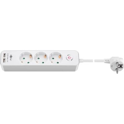 GOOBAY 41264 Hálózati 3 aljzat elosztó 2x USB 1.5m fehér kapcsolós GOOBAY 41264 Hálózati 3 aljzat elosztó 2x USB 1.5m fehér kapcsolós