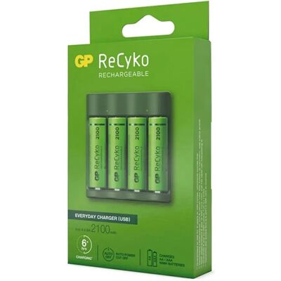 GP RECYKO akkutöltő LED jelzés időzítő 4xAA/AAA + 4db 2100mAh AAA elem sötétzöld B421 GP RECYKO akkutöltő LED jelzés időzítő 4xAA/AAA + 4db 2100mAh AAA elem sötétzöld B421
