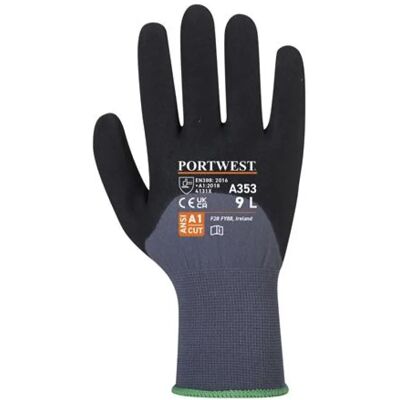 PORTWEST DermiFlex Ultra Plus Védőkesztyű nylon nitrilhab L méret szürke-fekete PORTWEST DermiFlex Ultra Plus Védőkesztyű nylon nitrilhab L méret szürke-fekete