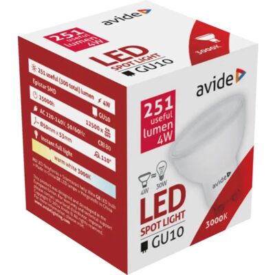 AVIDE 4W GU10 251lm 3000K ABGU10WW-4W-AP AVIDE 4W GU10 251lm 3000K ABGU10WW-4W-AP
