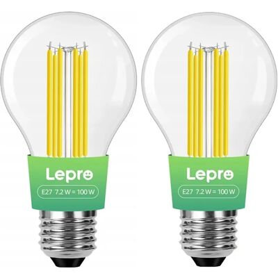 LEPRO Filament LED izzó E27 7.2W 1521lm 2700K 2 db 100094-WW-EU-2 LEPRO Filament LED izzó E27 7.2W 1521lm 2700K 2 db 100094-WW-EU-2