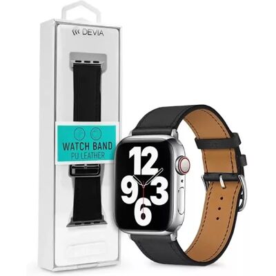 DEVIA Elegant PU Apple Watch bőr szíj 38/40/41 mm fekete DEVIA Elegant PU Apple Watch bőr szíj 38/40/41 mm fekete