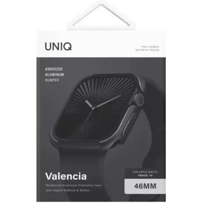 UNIQ Valencia Apple Watch 11/Watch 10 46mm műanyag tok, fekete SP113008 UNIQ Valencia Apple Watch 11/Watch 10 46mm műanyag tok, fekete SP113008