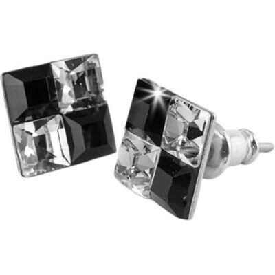 ART CRYSTELLA Négyzet alakú fekete-fehér fülbevaló Swarovski kristállyal 8mm ART CRYSTELLA Négyzet alakú fekete-fehér fülbevaló Swarovski kristállyal 8mm
