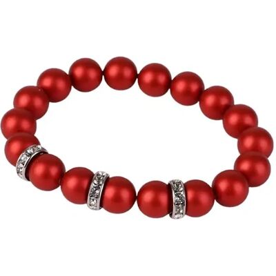 ART CRYSTELLA Karkötő tűzpiros SWAROVSKI gyöngyből fehér rondella kristállyal 10mm ART CRYSTELLA Karkötő tűzpiros SWAROVSKI gyöngyből fehér rondella kristállyal 10mm