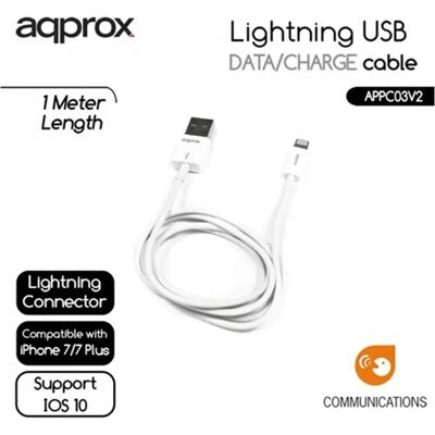 APPROX USB Lightning Töltő/adatkábel Fehér 1m APPC03V2 APPROX USB Lightning Töltő/adatkábel Fehér 1m APPC03V2