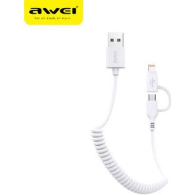 AWEI USB Lightning + Micro USB Átalakító Fehér 1m AWEI USB Lightning + Micro USB Átalakító Fehér 1m