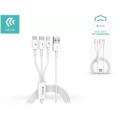 DEVIA USB Lightning + Micro USB + USB Type C Átalakító Fehér 1.2m ST329975 DEVIA USB Lightning + Micro USB + USB Type C Átalakító Fehér 1.2m ST329975