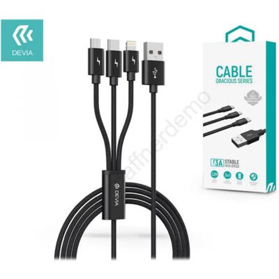 Devia 3-in-1 USB töltőkábel - Fekete Devia 3-in-1 USB töltőkábel - Fekete