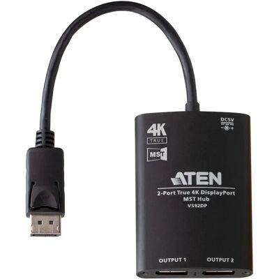 Aten DisplayPort 1.2/1.2a Elosztó Fekete 15cm VS92DP Aten DisplayPort 1.2/1.2a Elosztó Fekete 15cm VS92DP