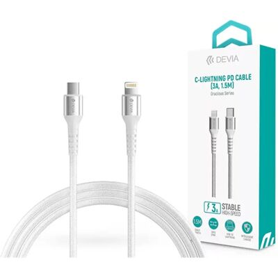 DEVIA USB 2.0 Type C Lightning Töltő/adat Fehér 1.5m ST379307 DEVIA USB 2.0 Type C Lightning Töltő/adat Fehér 1.5m ST379307