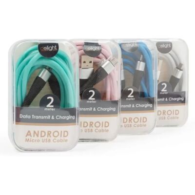 DELIGHT Android adatkábel 2m (vegyes szín) DELIGHT Android adatkábel 2m (vegyes szín)