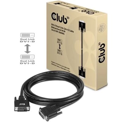 Club 3D DVI-D Összekötő Fekete 3m CAC-1223 Club 3D DVI-D Összekötő Fekete 3m CAC-1223