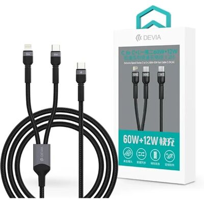 DEVIA USB 2.0 Type C Lightning + USB Type C Töltő/adat Fekete 1.2m ST111653 DEVIA USB 2.0 Type C Lightning + USB Type C Töltő/adat Fekete 1.2m ST111653