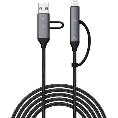 DEVIA USB 2.0 + USB 2.0 Type C Lightning + USB Type C Töltő/adat Fekete 1.5m ST121553 DEVIA USB 2.0 + USB 2.0 Type C Lightning + USB Type C Töltő/adat Fekete 1.5m ST121553