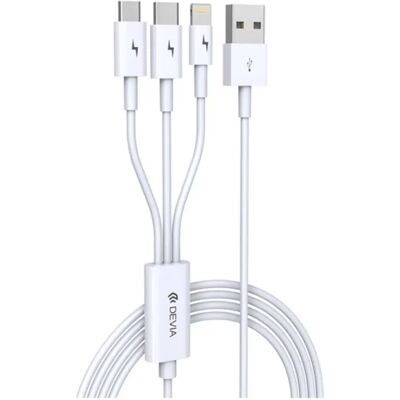 DEVIA adatkábel 3in1 USB - Type-C/lightning/microUSB 120cm FEHÉR DEVIA adatkábel 3in1 USB - Type-C/lightning/microUSB 120cm FEHÉR