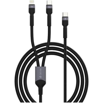 DEVIA EXTREME adatkábel 2in1 Type-C - Type-C/lightning cipőfűző FEKETE DEVIA EXTREME adatkábel 2in1 Type-C - Type-C/lightning cipőfűző FEKETE