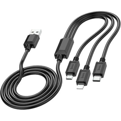 HOCO X74 töltőkábel 3in1 (USB - lightning/microUSB/Type-C 2A 100cm) FEKETE HOCO X74 töltőkábel 3in1 (USB - lightning/microUSB/Type-C 2A 100cm) FEKETE