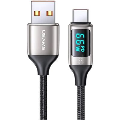 USAMS U78 adatkábel USB - Type-C LED kijelző FEKETE/EZÜST USAMS U78 adatkábel USB - Type-C LED kijelző FEKETE/EZÜST