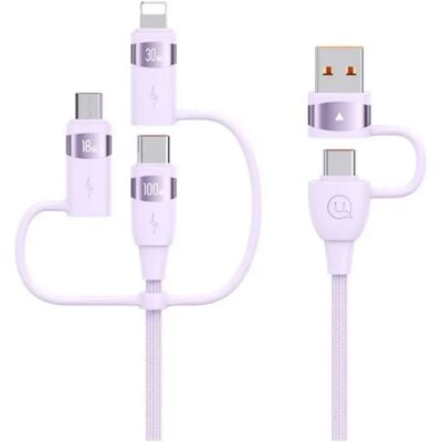 USAMS U85 töltőkábel 5in1 Type-C/USB - Type-C/lightning/microUSB 120cm LILA USAMS U85 töltőkábel 5in1 Type-C/USB - Type-C/lightning/microUSB 120cm LILA