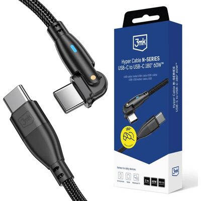 3MK USB 2.0 Type C Összekötő Fekete 2m 5903108680165 3MK USB 2.0 Type C Összekötő Fekete 2m 5903108680165