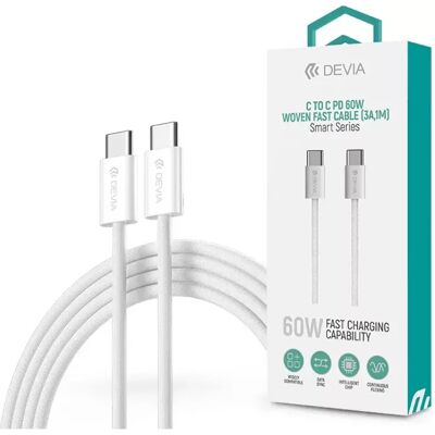 Devia Smart USB-C to USB-C Kábel - 60W - Fehér Devia Smart USB-C to USB-C Kábel - 60W - Fehér