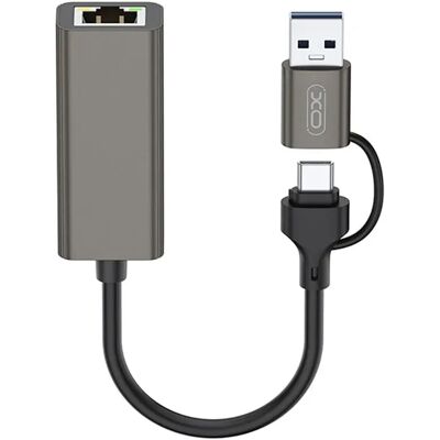 XO HUB018 USB-A-C UTP Átalakító 10cm 100Mbps szürke XO HUB018 USB-A-C UTP Átalakító 10cm 100Mbps szürke