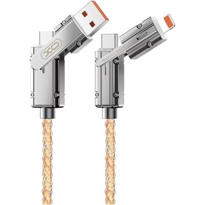 XO USB 2.0 + USB 2.0 Type C Lightning + USB Type C Átalakító Szürke-Sárga 1m NB276 XO USB 2.0 + USB 2.0 Type C Lightning + USB Type C Átalakító Szürke-Sárga 1m NB276