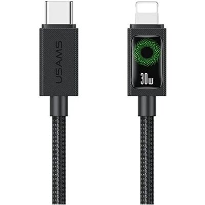 USAMS U92 adatkábel USB - lightning 30W PD gyorstöltő 120cm fekete SJ774USB01 USAMS U92 adatkábel USB - lightning 30W PD gyorstöltő 120cm fekete SJ774USB01