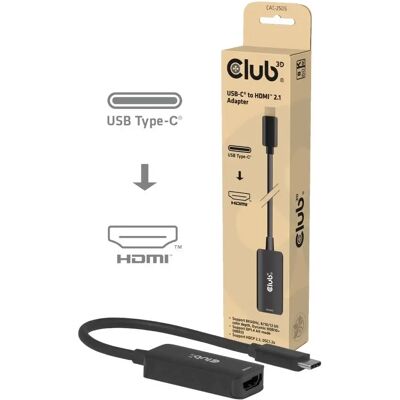 Club 3D USB Type C HDMI 2.1 Átalakító Fekete 12cm CAC-2505 Club 3D USB Type C HDMI 2.1 Átalakító Fekete 12cm CAC-2505