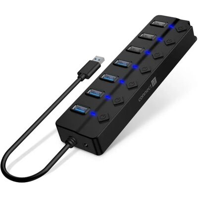 CONNECT IT USB hub külső 4xUSB 3.0 3xUSB 2.0 ON/OFF fekete CHU-5410-BK CONNECT IT USB hub külső 4xUSB 3.0 3xUSB 2.0 ON/OFF fekete CHU-5410-BK