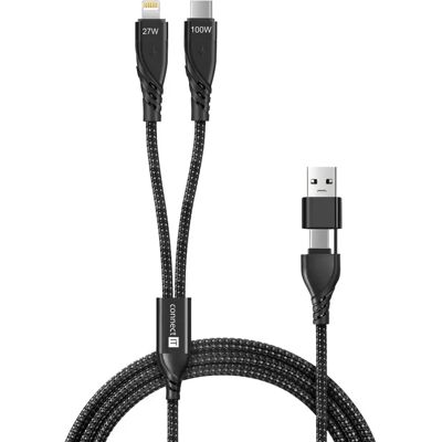 CONNECT IT USB 2.0 + USB 2.0 Type C Lightning + USB Type C Fekete 1.25m CCA-2310-BK CONNECT IT USB 2.0 + USB 2.0 Type C Lightning + USB Type C Fekete 1.25m CCA-2310-BK
