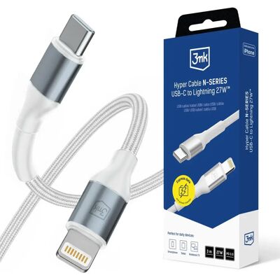 3MK Hyper Cable N-SERIES USB 2.0 Type C Lightning Töltő/adat Fehér 3m 3MK Hyper Cable N-SERIES USB 2.0 Type C Lightning Töltő/adat Fehér 3m
