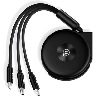 USAMS U20 adatkábel 3in1 Type-C - Type-C/lightning/microUSB csévélhető 100cm Fekete SJ280USB01 USAMS U20 adatkábel 3in1 Type-C - Type-C/lightning/microUSB csévélhető 100cm Fekete SJ280USB01