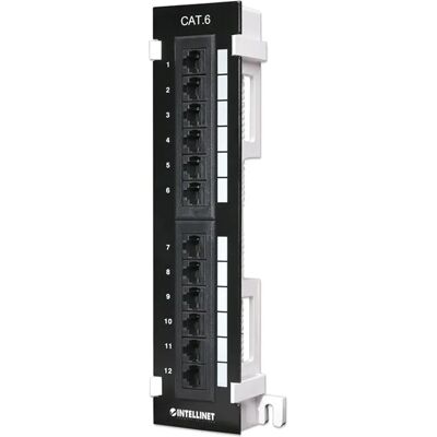INTELLINET Patch Panel CAT6 UTP 12 portos Fekete 560269 INTELLINET Patch Panel CAT6 UTP 12 portos Fekete 560269