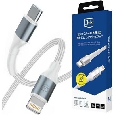 3MK USB Type C Lightning Töltő/adat 27W Fehér 100cm GP-193835 3MK USB Type C Lightning Töltő/adat 27W Fehér 100cm GP-193835