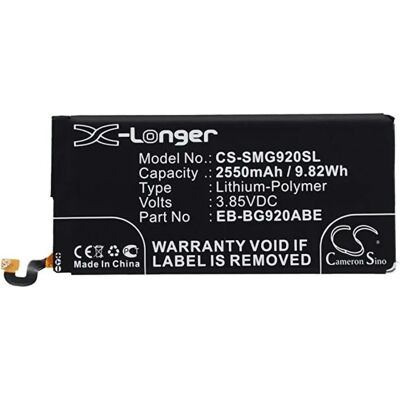 CAMERON SINO Samsung S6 CAMERON SINO Li-Polymer akku 3.85V/2550mAh, Samsung EB-BG920ABE kompatibilis, FEKETE CAMERON SINO Samsung S6 CAMERON SINO Li-Polymer akku 3.85V/2550mAh, Samsung EB-BG920ABE kompatibilis, FEKETE