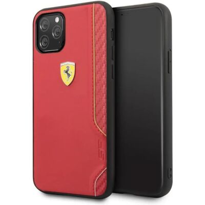 Acer FERRARI PU bőr hátlap tok szénszállal Ferrari on Track Logóval iPhone 11 Pro piros Acer FERRARI PU bőr hátlap tok szénszállal Ferrari on Track Logóval iPhone 11 Pro piros