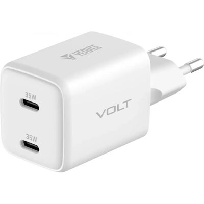 YENKEE YAC G35D Kettős USB C fali töltő 35W fehér YENKEE YAC G35D Kettős USB C fali töltő 35W fehér