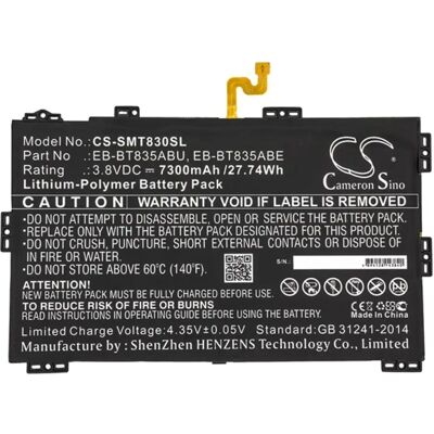 CAMERON SINO Samsung Tab S4 10.5 LTE CAMERON SINO Li-Polymer akku 3.8V/7300mAh, Samsung EB-BT835ABE kompatibilis, FEKETE CAMERON SINO Samsung Tab S4 10.5 LTE CAMERON SINO Li-Polymer akku 3.8V/7300mAh, Samsung EB-BT835ABE kompatibilis, FEKETE
