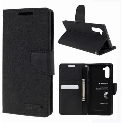 Mercury MOBIL Canvas Diary Samsung Note 10 tok álló FLIP, textil hatás, FEKETE Mercury MOBIL Canvas Diary Samsung Note 10 tok álló FLIP, textil hatás, FEKETE